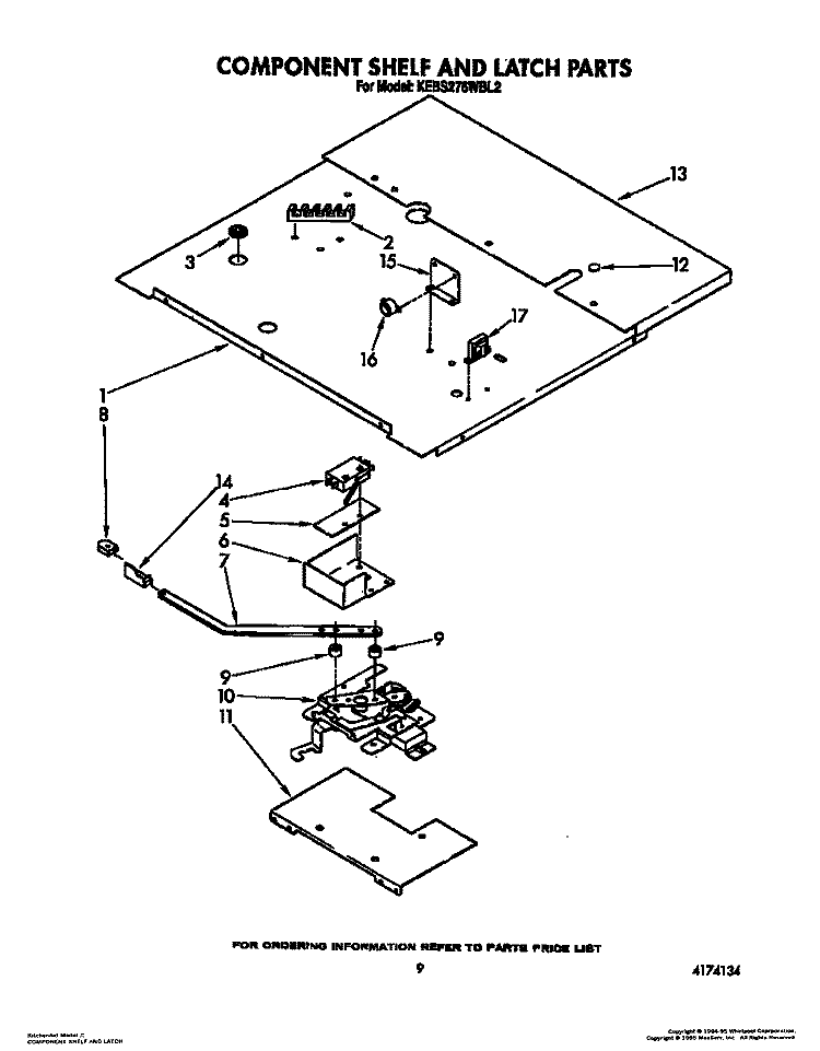 COMPONENT SHELF AND LATCH Diagram and Parts List for KEBS276WBL2  KitchenAid Wall Oven