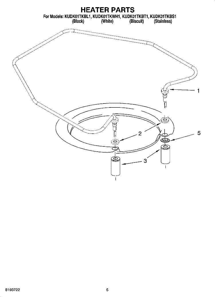 HEATER PARTS Diagram and Parts List for KUDK01TKBT1  KitchenAid Dishwasher