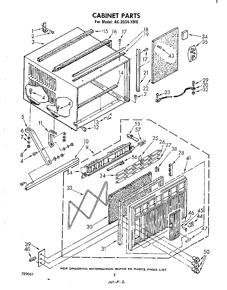 CABINET Diagram and Parts List for AC2004XM0  Whirlpool Air Conditioner