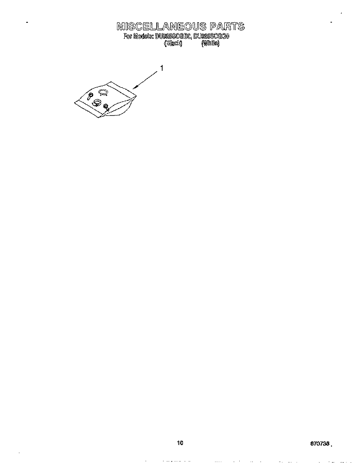 MISCELLANEOUS, LIT/OPTIONAL Diagram and Parts List for DU925SCGB0  Whirlpool Dishwasher
