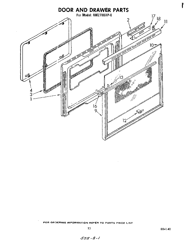 DOOR AND DRAWER Diagram and Parts List for RM278BXP0  Whirlpool Microwave Oven Combo