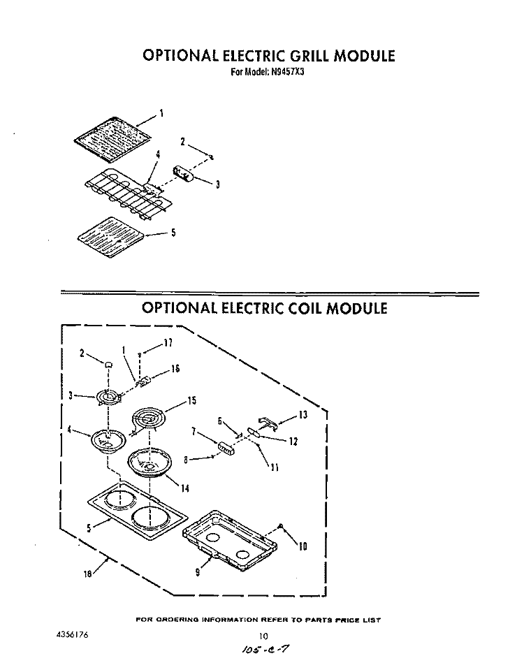 ELECTRIC GRILL MODULE , ELECTRIC Diagram and Parts List for N9457X3  Roper Range