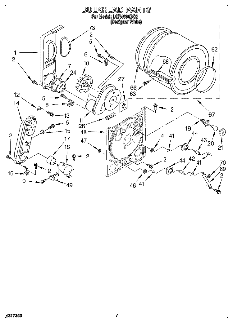 BULKHEAD Diagram and Parts List for LGR4634BQ0  Whirlpool Dryer