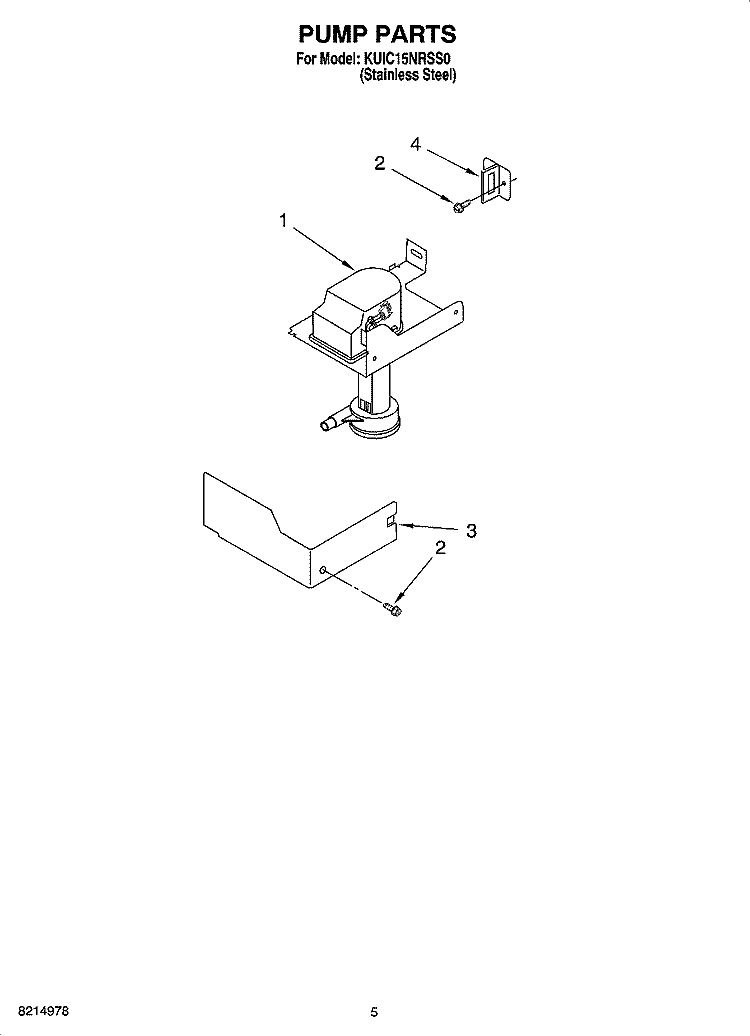 PUMP PARTS Diagram and Parts List for KUIC15NRSS0  KitchenAid Ice Maker