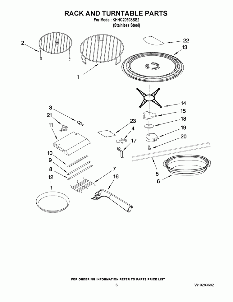 RACK AND TURNTABLE PARTS Diagram and Parts List for KHHC2090SSS2  KitchenAid Microwave