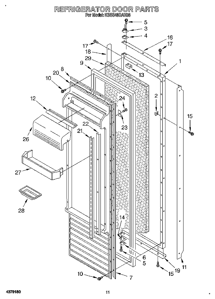 REFRIGERATOR DOOR Diagram and Parts List for KSSS48DAX03  KitchenAid Refrigerator