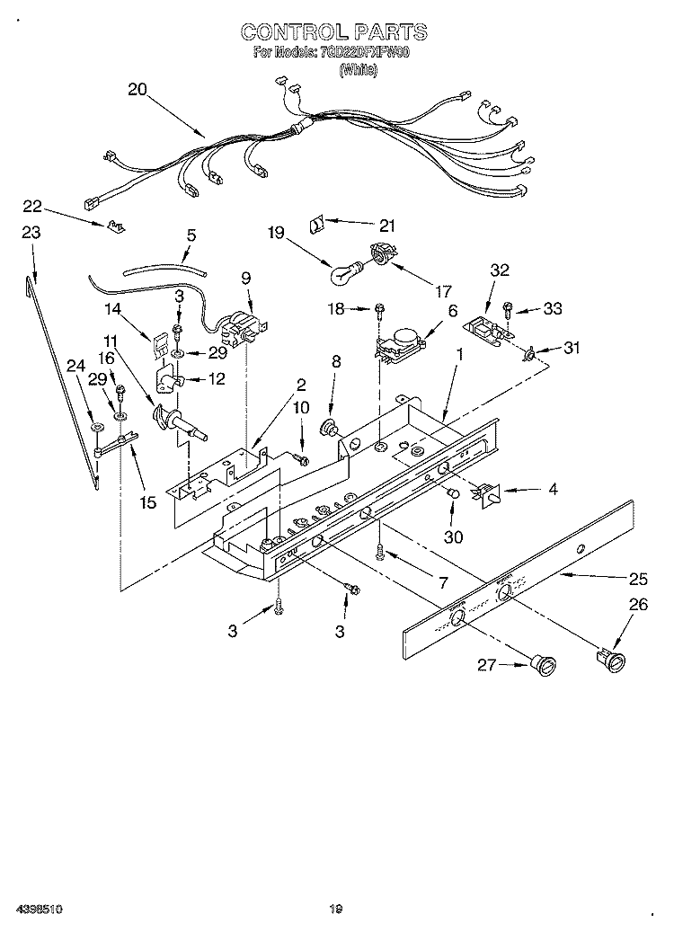 CONTROL, OPTIONAL Diagram and Parts List for 7GD22DFXFW00  Whirlpool Refrigerator