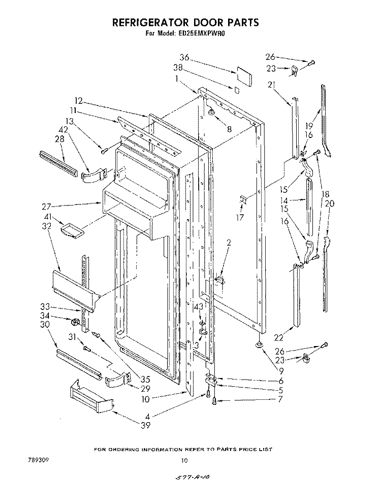 REFRIGERATOR DOOR Diagram and Parts List for ED25EMXPWR0  Whirlpool Refrigerator