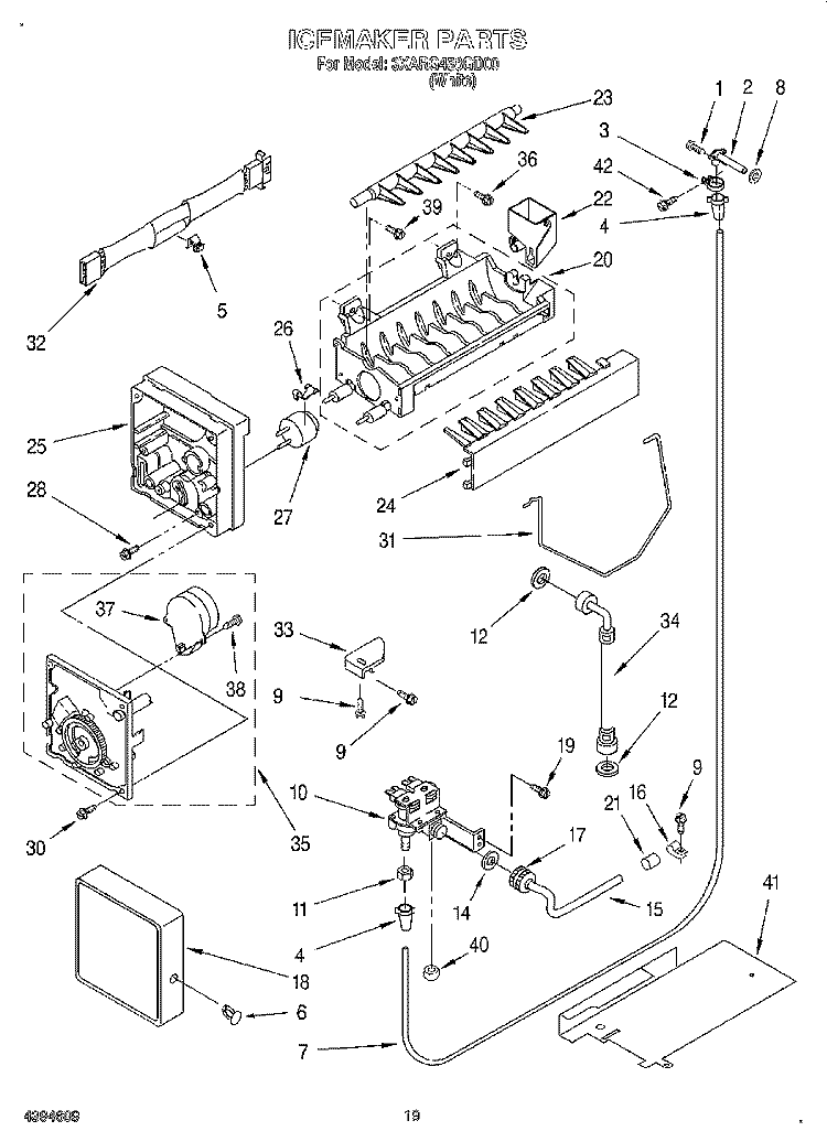 ICE MAKER, LIT/OPTIONAL Diagram and Parts List for 3XARG458GD00  Whirlpool Refrigerator