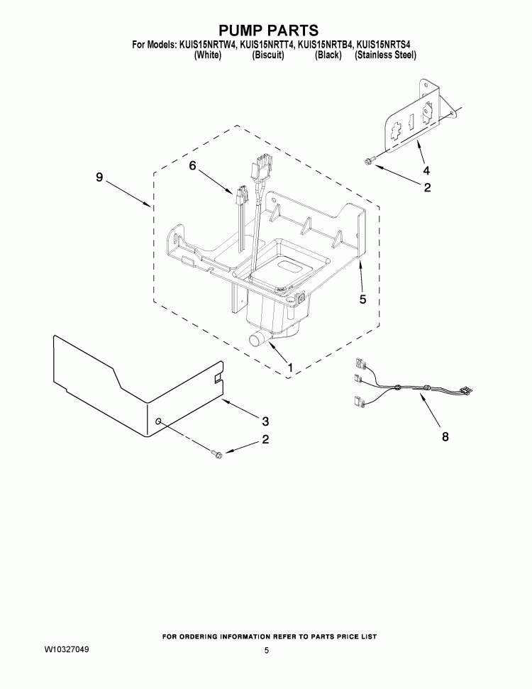PUMP PARTS Diagram and Parts List for KUIS15NRTS4  KitchenAid Ice Maker