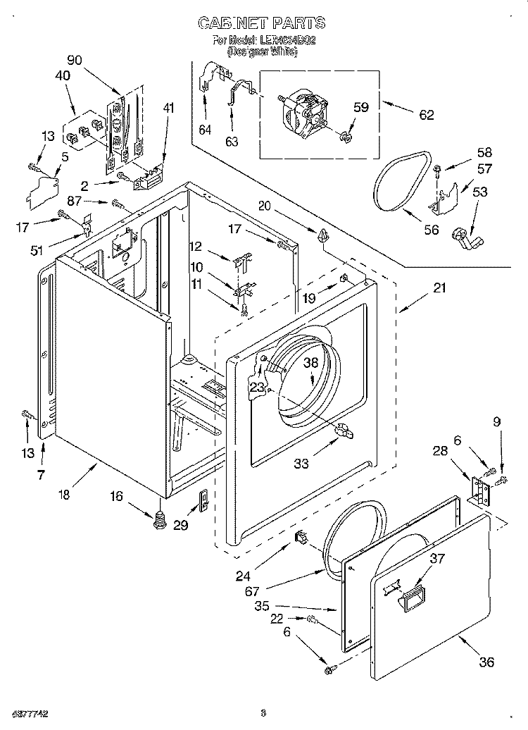 SECTION Diagram and Parts List for LER4634BQ2  Whirlpool Dryer