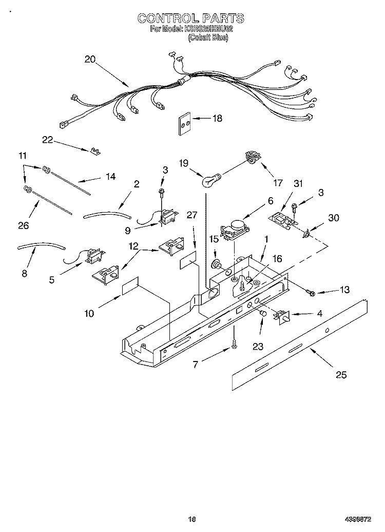 CONTROL Diagram and Parts List for KSRS25IHBU02  KitchenAid Refrigerator