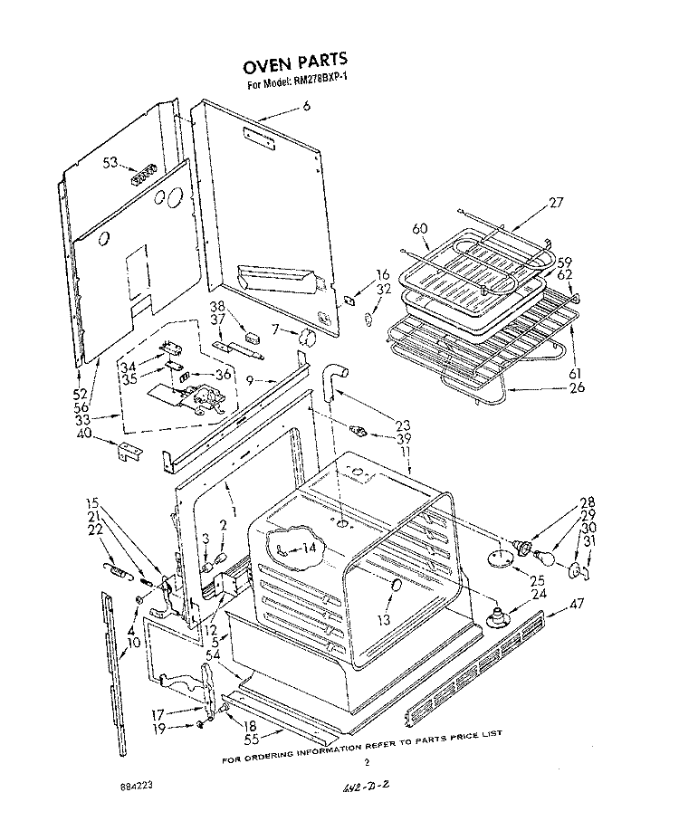 OVEN Diagram and Parts List for RM278BXP1  Whirlpool Microwave Oven Combo