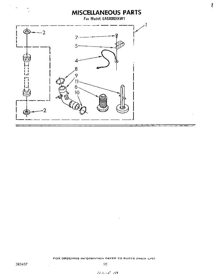 MISCELLANEOUS , LITERATURE AND OPTIONAL Diagram and Parts List for LA6800XKW1  Whirlpool Washer