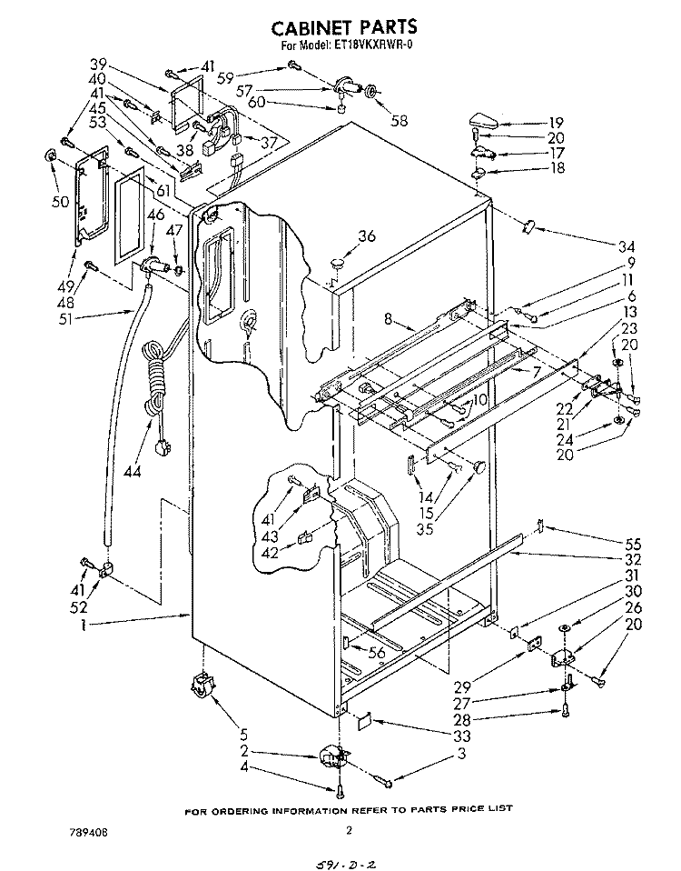 CABINET Diagram and Parts List for ET18VKXRWR0  Whirlpool Refrigerator