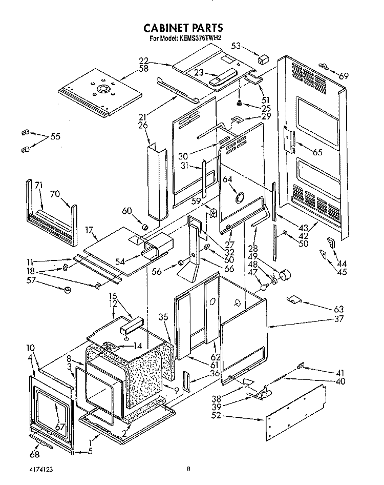 CABINET Diagram and Parts List for KEMS376TWH2  KitchenAid Microwave Oven Combo