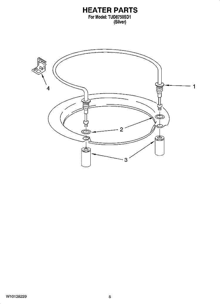 HEATER PARTS Diagram and Parts List for TUD8750SD1  Estate Dishwasher