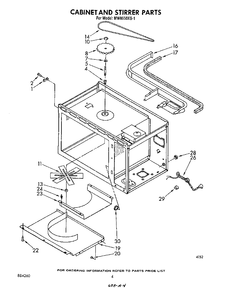 CABINET AND STIRRER Diagram and Parts List for MW8550XS1  Whirlpool Microwave