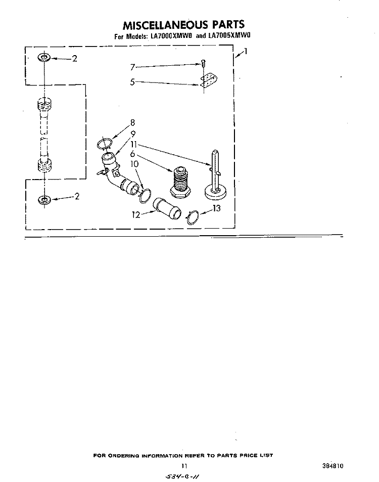 MISCELLANEOUS , LITERATURE AND OPTIONAL Diagram and Parts List for LA7005XMW0  Whirlpool Washer