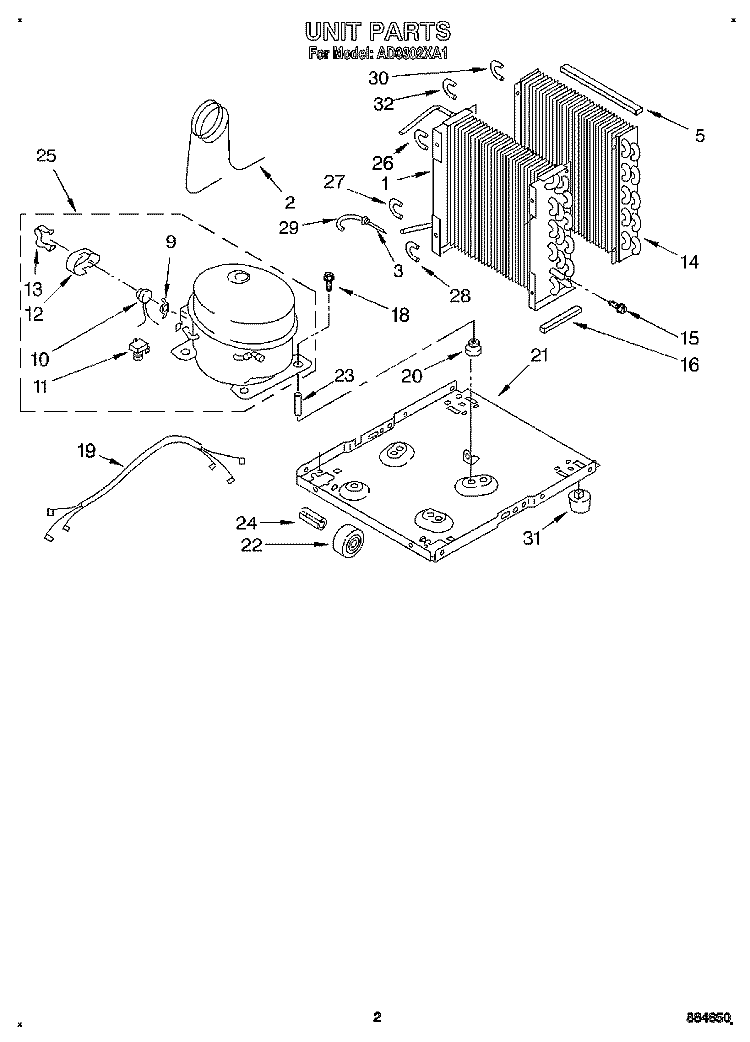 SECTION Diagram and Parts List for AD0302XA1  Whirlpool Dehumidifier