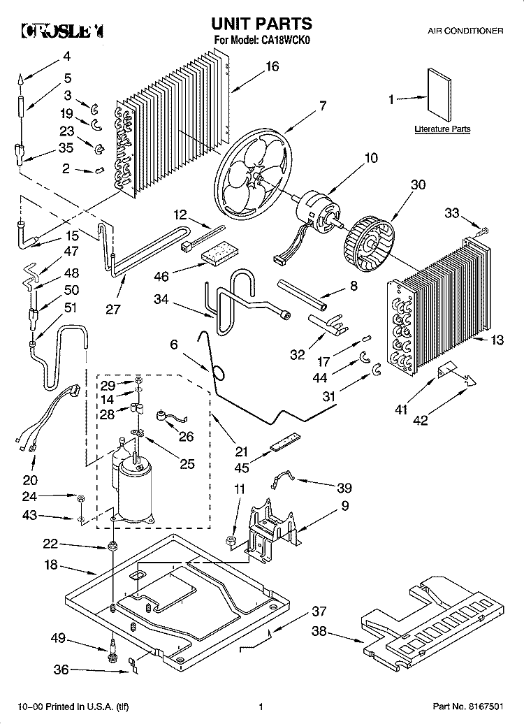 UNIT PARTS Diagram and Parts List for CA18WCK0  Crosley Air Conditioner
