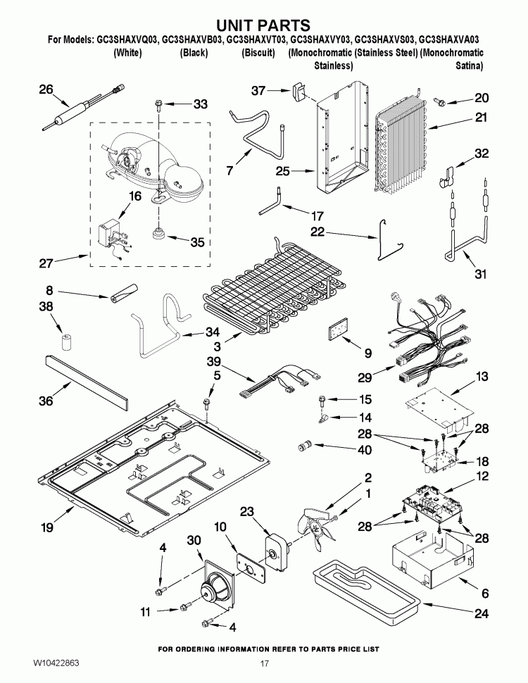 UNIT PARTS Diagram and Parts List for GC3SHAXVA03  Whirlpool Refrigerator