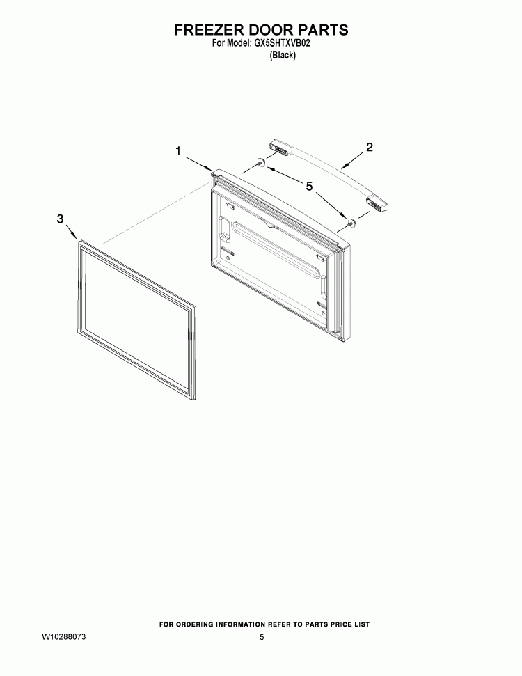 FREEZER DOOR PARTS Diagram and Parts List for GX5SHTXVB02  Whirlpool Refrigerator