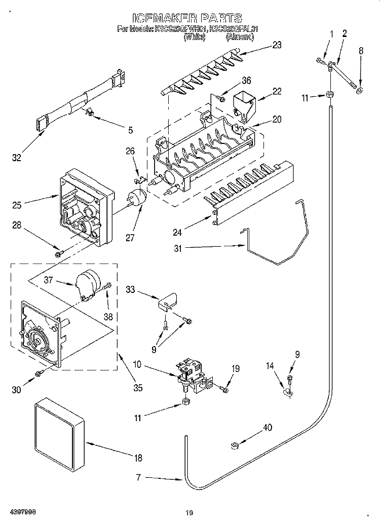 ICEMAKER Diagram and Parts List for KSCS25QFWH01  KitchenAid Refrigerator