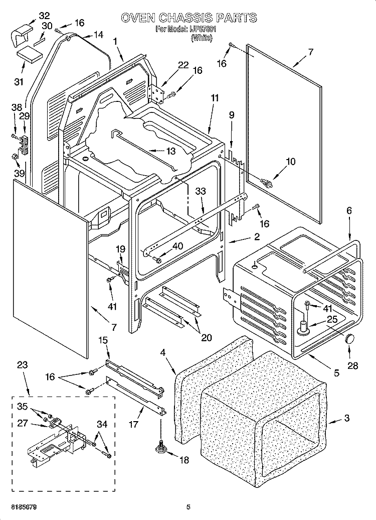 OVEN CHASSIS PARTS Diagram and Parts List for IJP87801  Inglis Range