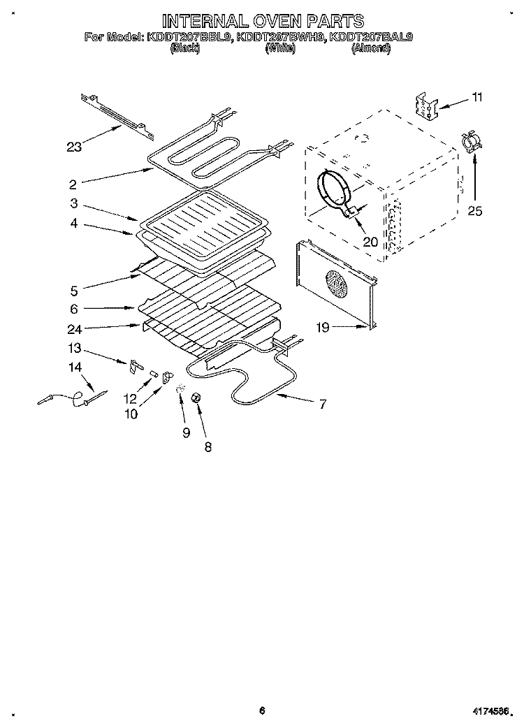 INTERNAL OVEN Diagram and Parts List for KDDT207BAL9  KitchenAid Range