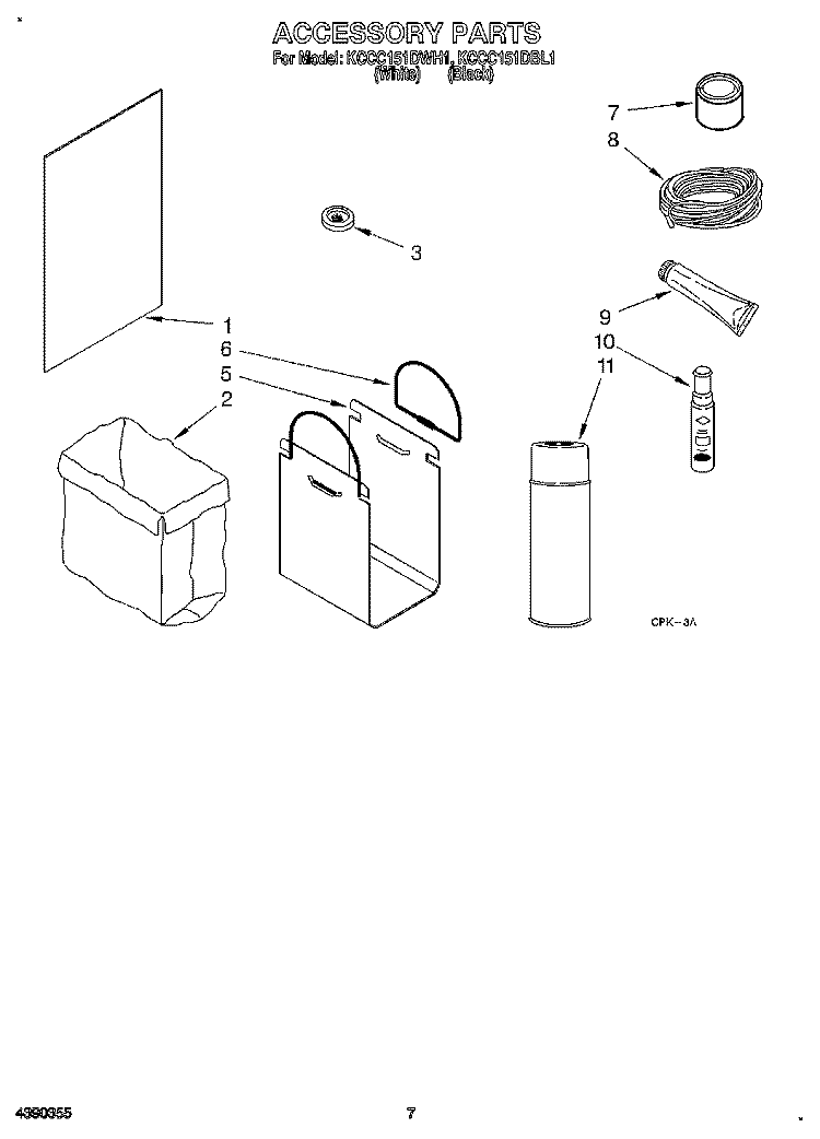 ACCESSORY Diagram and Parts List for KCCC151DBL1  KitchenAid Trash Compactor