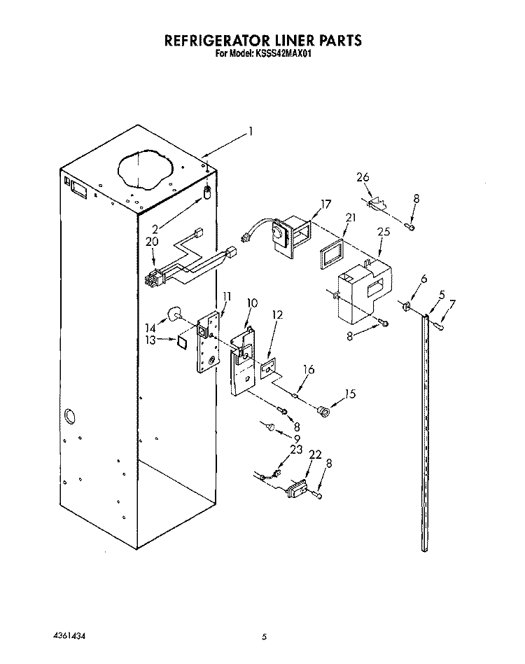 REFRIGERATOR LINER Diagram and Parts List for KSSS42MAX01  KitchenAid Refrigerator