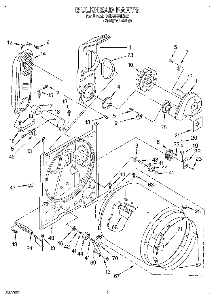 BULKHEAD Diagram and Parts List for TGDS680EQ2  Estate Dryer