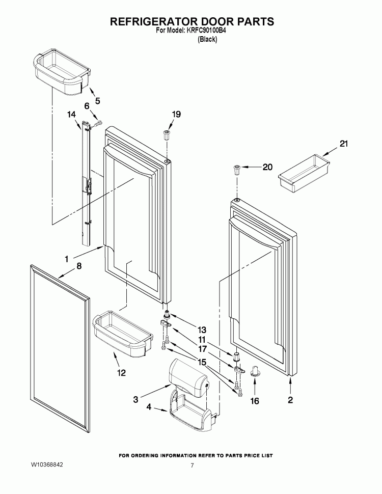 REFRIGERATOR DOOR PARTS Diagram and Parts List for KRFC90100B4  KitchenAid Refrigerator
