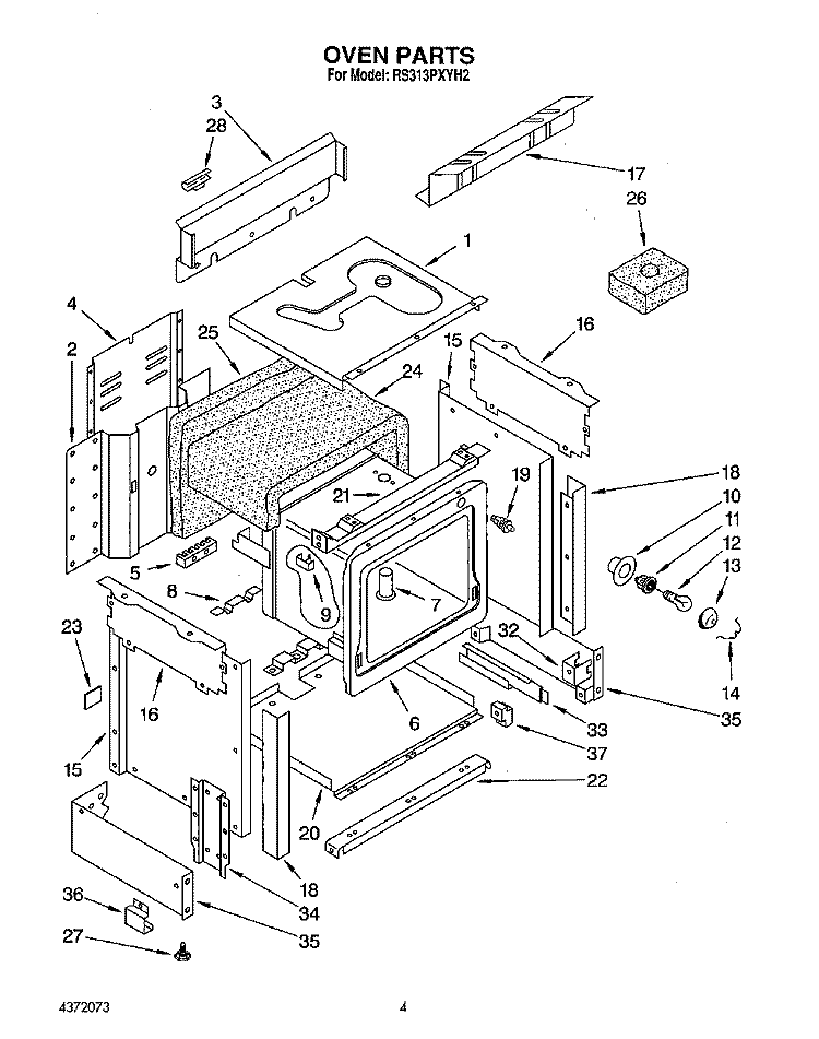 SECTION Diagram and Parts List for RS313PXYH2  Whirlpool Range