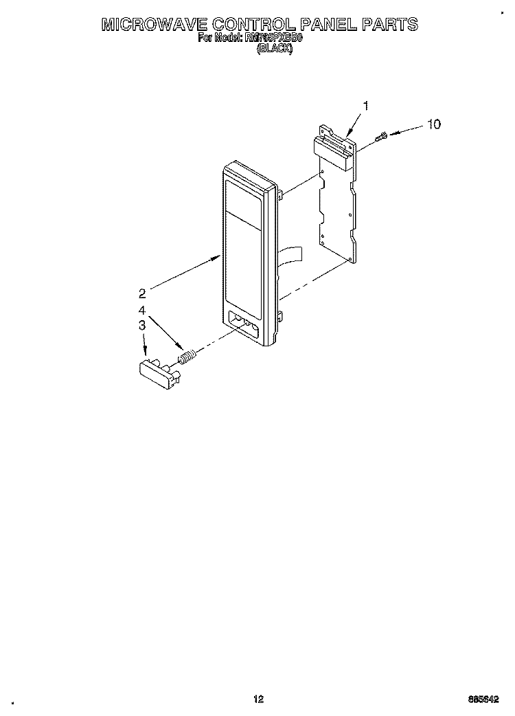MICROWAVE CONTROL PANEL Diagram and Parts List for RM765PXBB0  Whirlpool Wall Oven