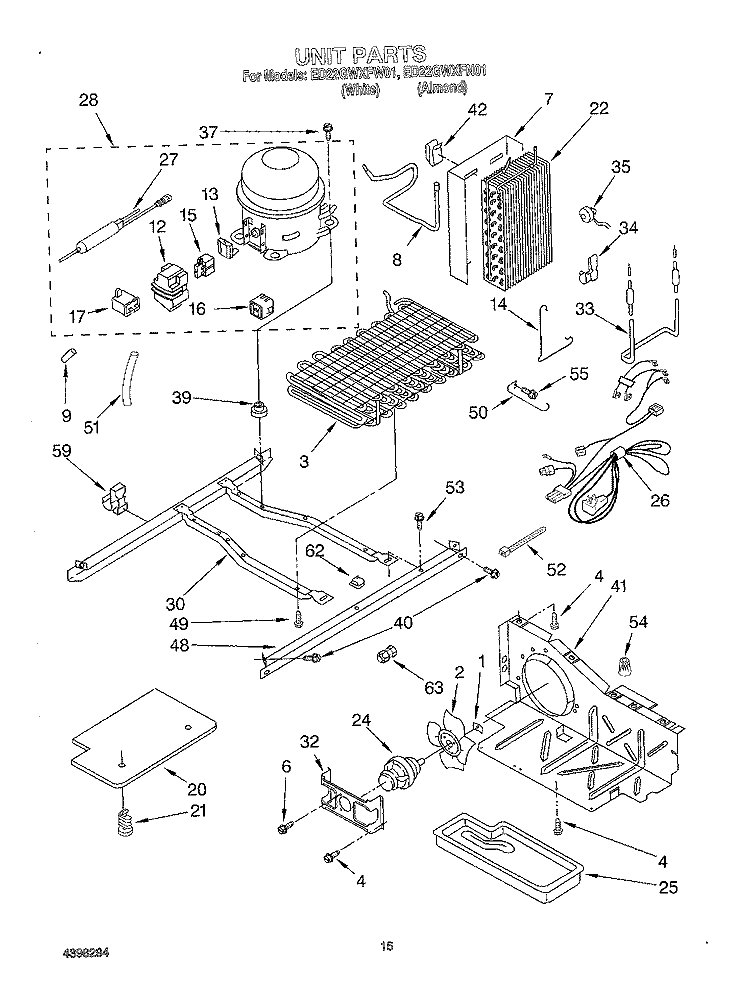 UNIT Diagram and Parts List for ED22GWXFW01  Whirlpool Refrigerator