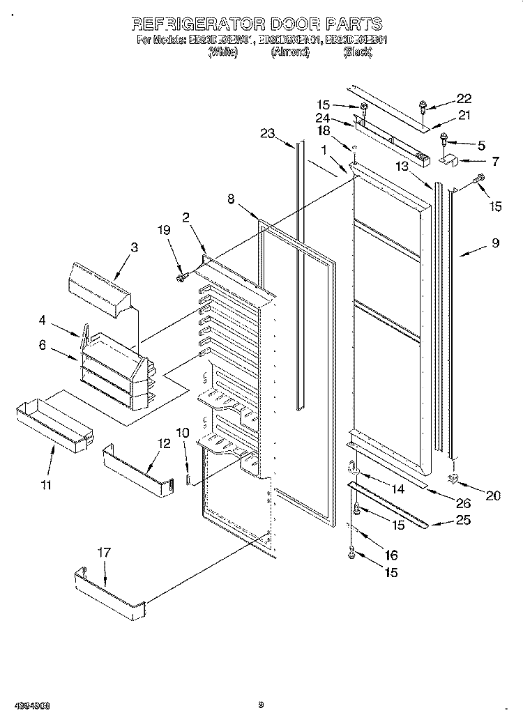 REFRIGERATOR DOOR Diagram and Parts List for ED20DBXEW01  Whirlpool Refrigerator