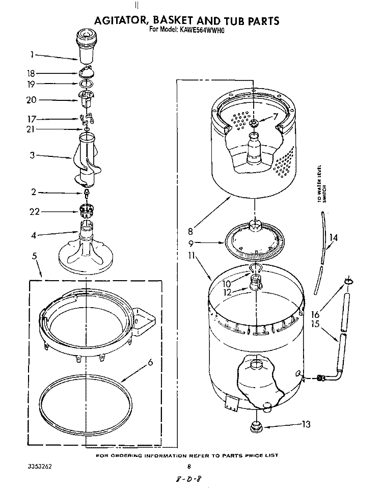AGITATOR BASKET AND TUB Diagram and Parts List for KAWE564WAL0  KitchenAid Washer