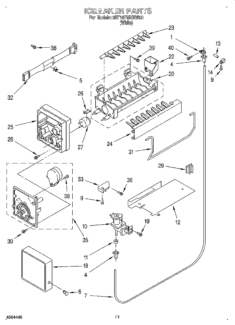 ICEMAKER, LIT/OPTIONAL Diagram and Parts List for 3ET18TMXEW00  Whirlpool Refrigerator