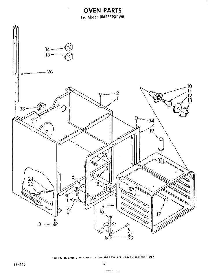 OVEN Diagram and Parts List for RM988PXPW0  Whirlpool Microwave Oven Combo