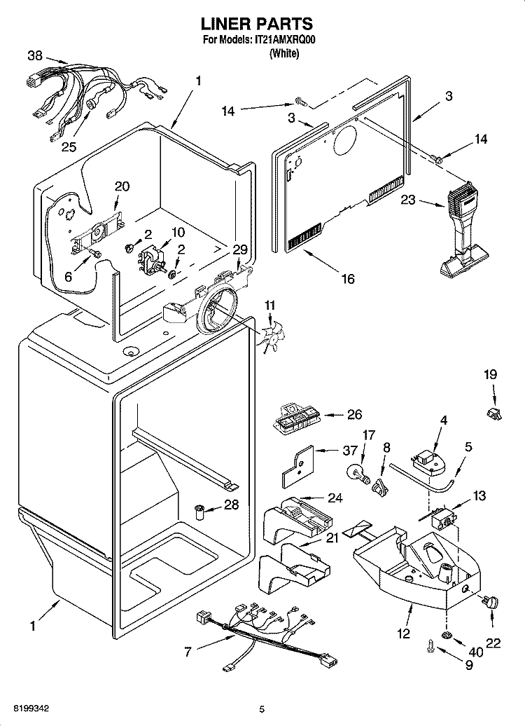 LINER PARTS Diagram and Parts List for IT21AMXRQ00  Inglis Refrigerator