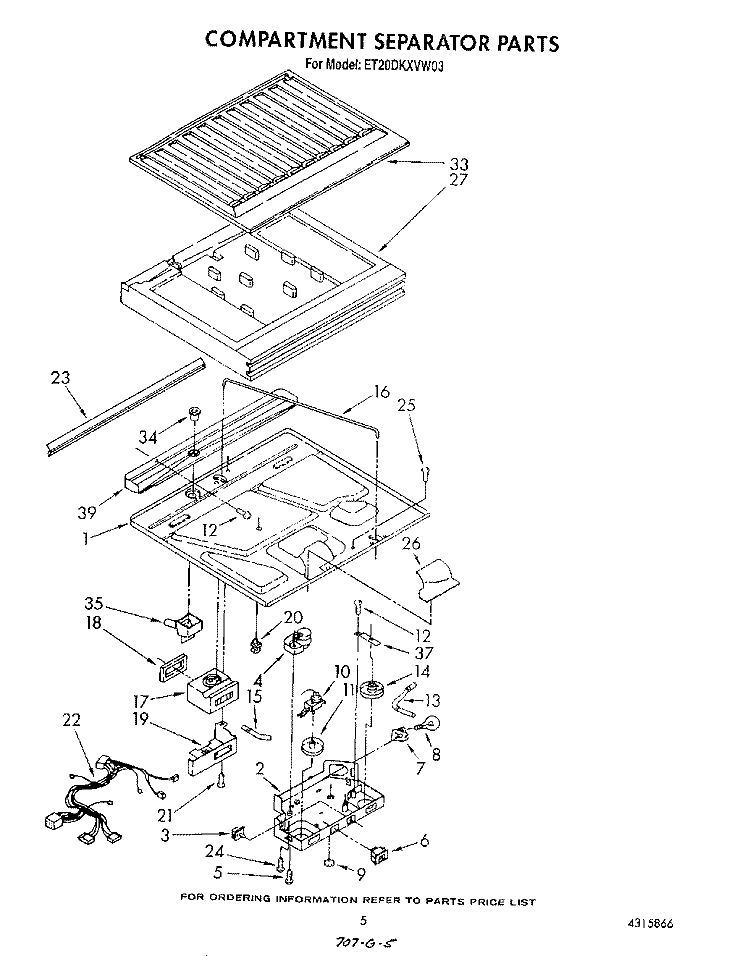 COMPARTMENT SEPARATOR Diagram and Parts List for ET20DKXVW03  Whirlpool Refrigerator