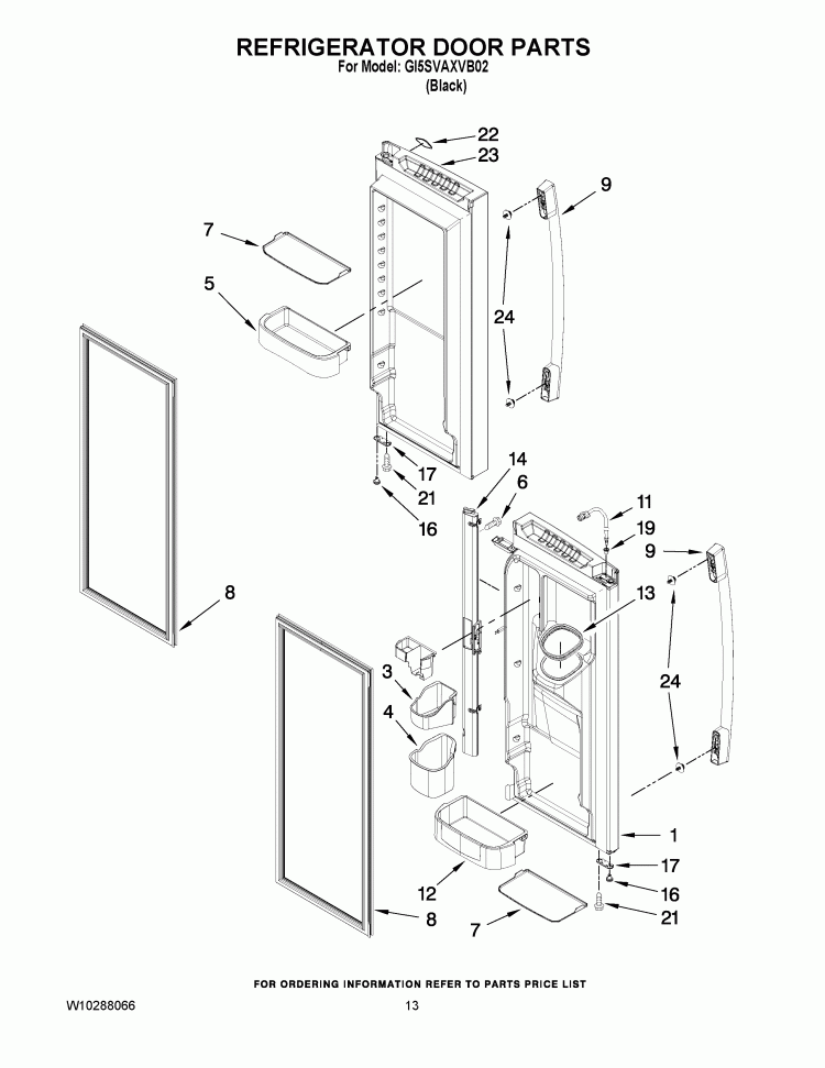 REFRIGERATOR DOOR PARTS Diagram and Parts List for GI5SVAXVB02  Whirlpool Refrigerator