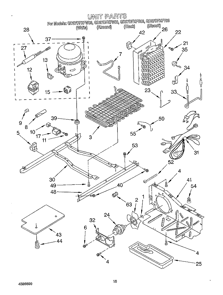 UNIT Diagram and Parts List for GD27DFXFB03  Whirlpool Refrigerator