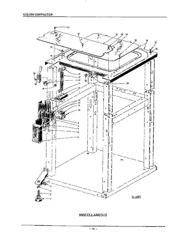 MISCELLANEOUS Diagram and Parts List for KCS200  KitchenAid Trash Compactor