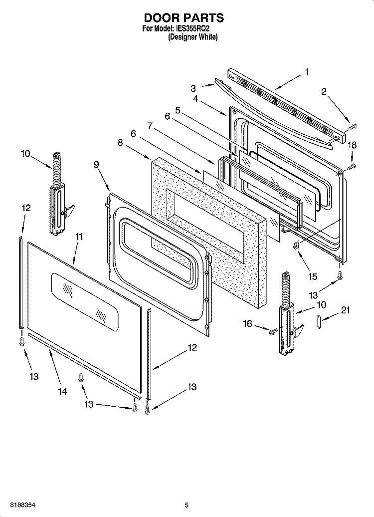 DOOR PARTS Diagram and Parts List for IES355RQ2  Inglis Range