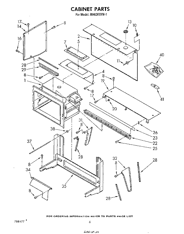 CABINET Diagram and Parts List for MH6300XM1  Whirlpool Microwave