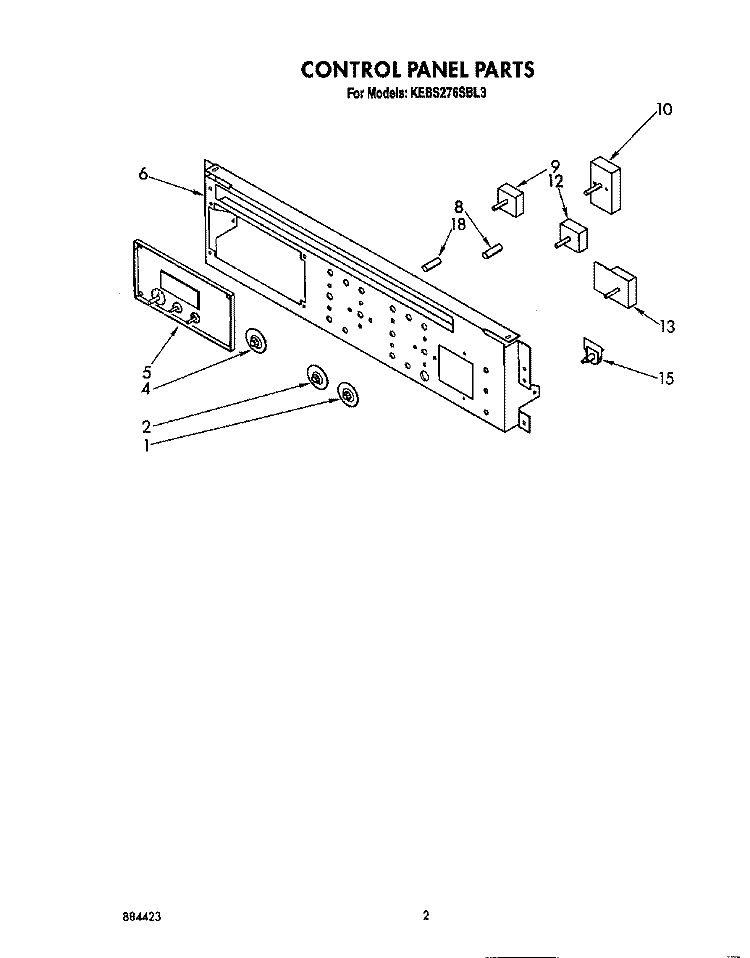 CONTROL PANEL , LIT/OPTIONAL Diagram and Parts List for KEBS276SBL3  KitchenAid Wall Oven
