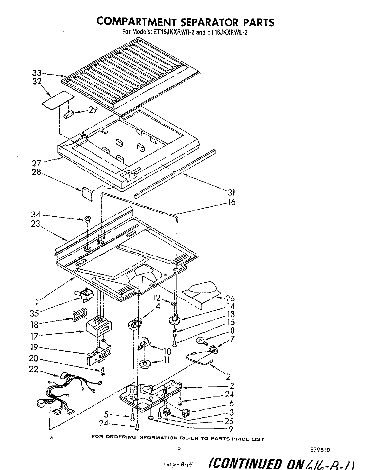 COMPARTMENT SEPARATOR Diagram and Parts List for ET16JKXRWR2  Whirlpool Refrigerator